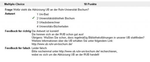 Ausschnitt aus einer Multiple Choice-Prüfung
